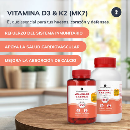 Pack 2xVitamin D3 & K2 Mk7 Planeta Huerto 180 Capsules