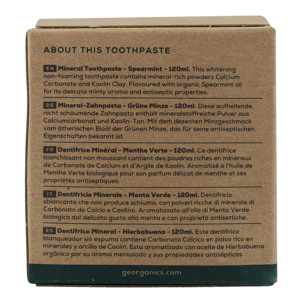 Natuurlijke tandpasta met pepermunt en kokos Georganics 120 ml