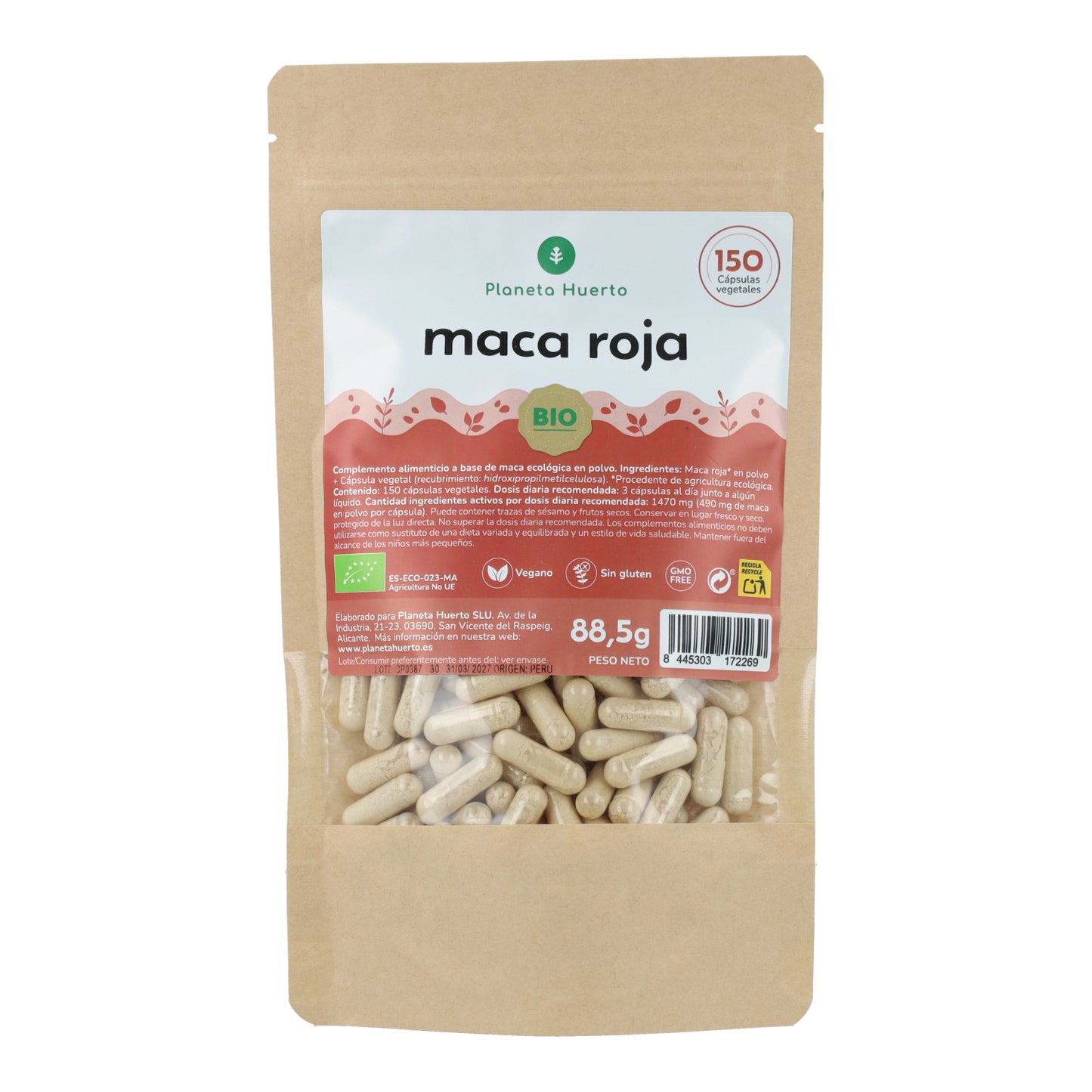 Biologische rode Maca Biologische rode Maca Planeta Huerto 150 capsules