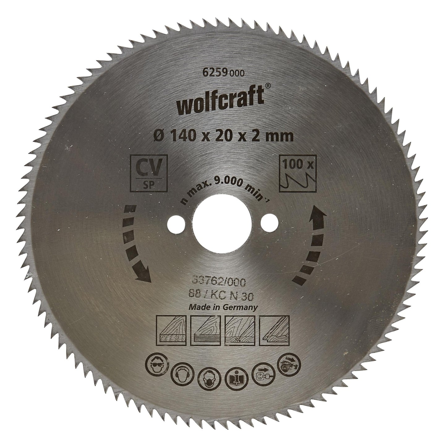Wolfcraft Kreissägeblätter für feine Schnitte 190 x 16 mm 100 Zähne