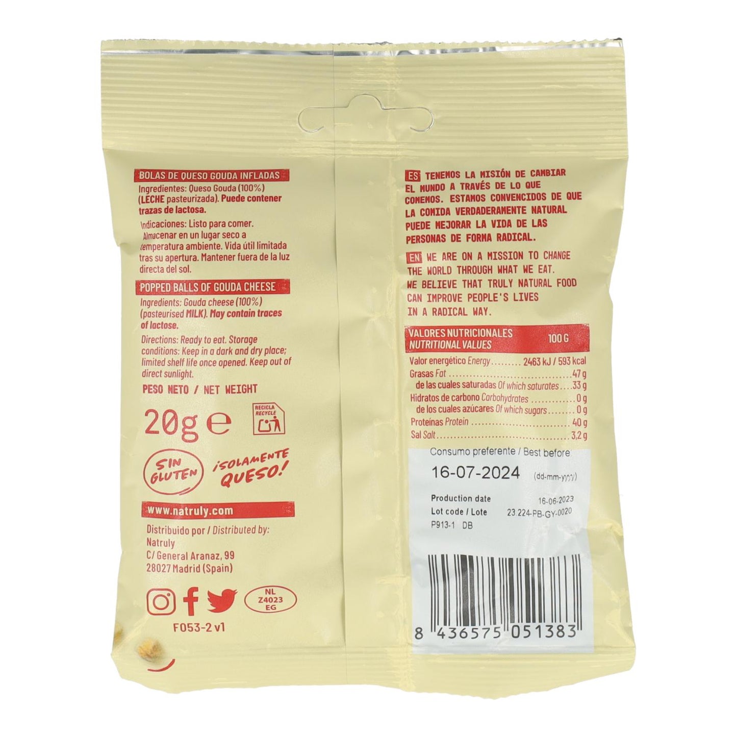 Cheesy Snacks Natruly 20 g
