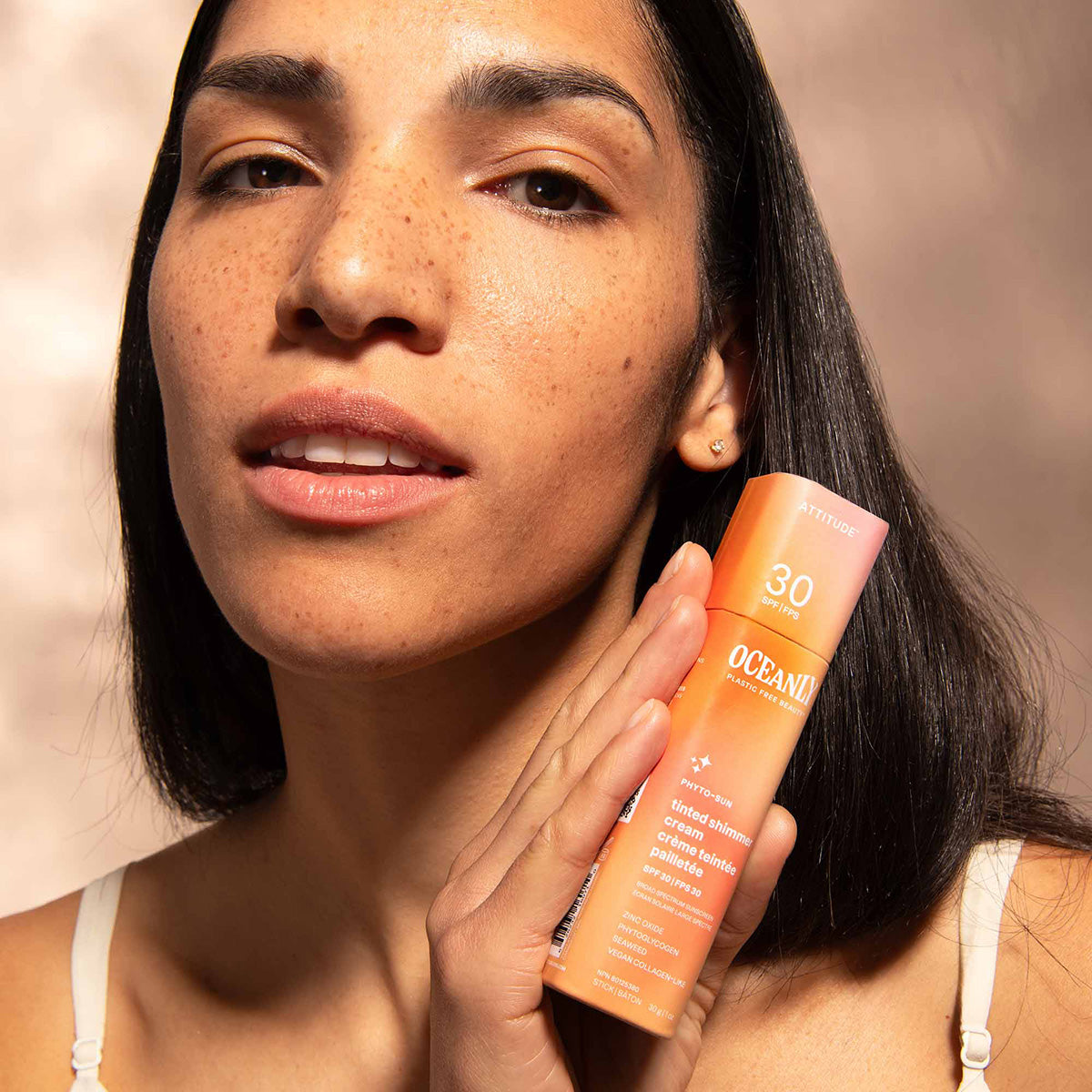 Oceanly - Krem do twarzy z filtrem przeciwsłonecznym PHYTO-SUN - Z kolorem i połyskiem - SPF 30, Attitude, 30 g