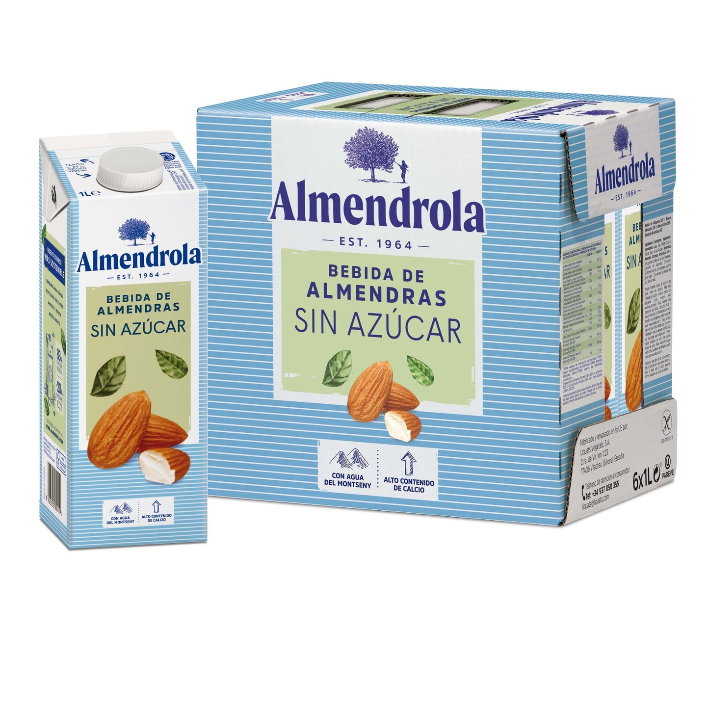 6er-Pack zuckerfreies Mandelgetränk Almendrola 1 l
