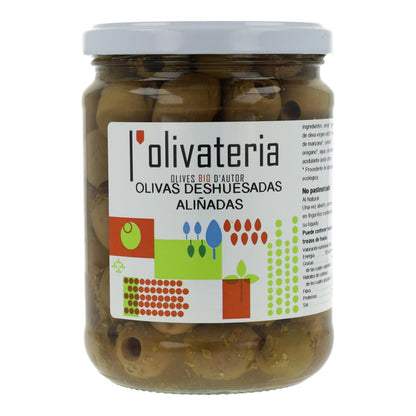 Olivateria 225G Bio-Oliven, entsteint und mit Dressing