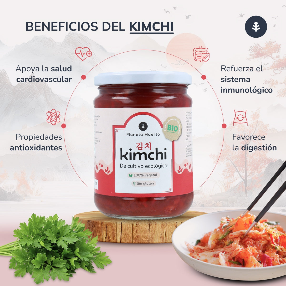 Packen Sie 3x Kimchi ECO Planeta Huerto 420g