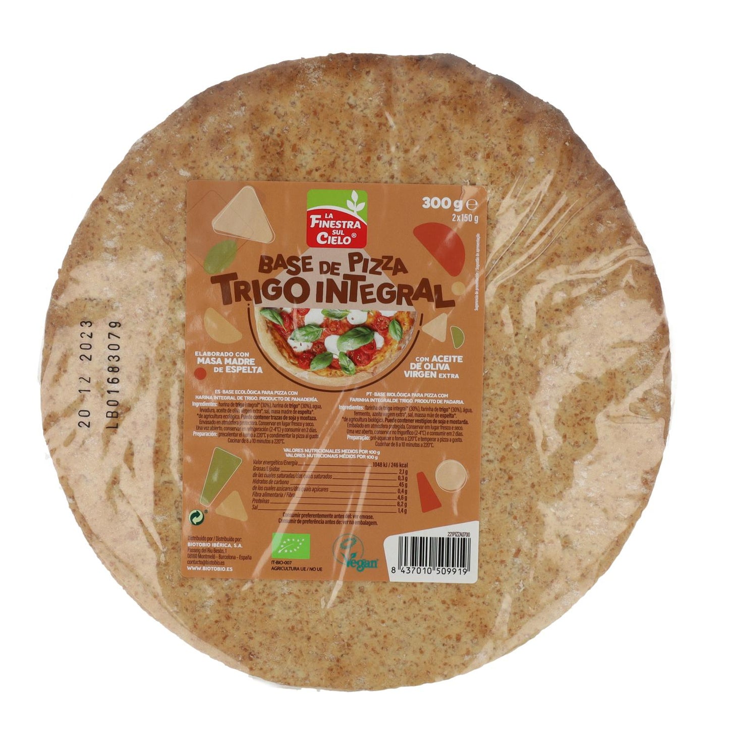 Bio-Vollkornpizzaboden (2 Böden) La Finestra sul Cielo 300g