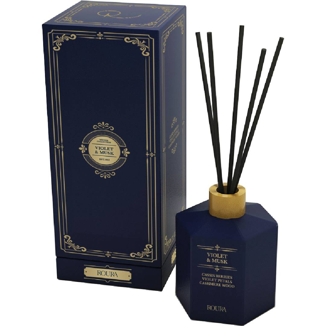 Roura Mikado Lufterfrischer Violet &amp; Musk 100ml Schwarze Johannisbeere, Veilchen &amp; Kaschmirholz