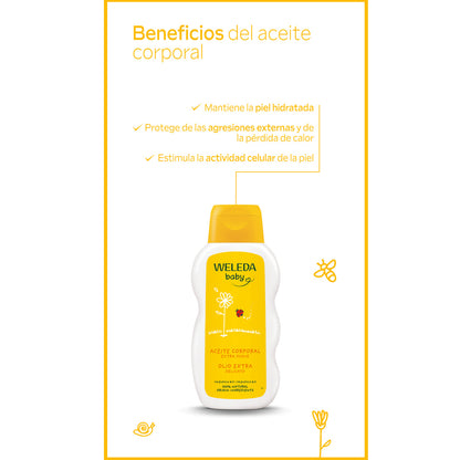 Calendula-lichaamsolie voor baby's Weleda, 200 ml