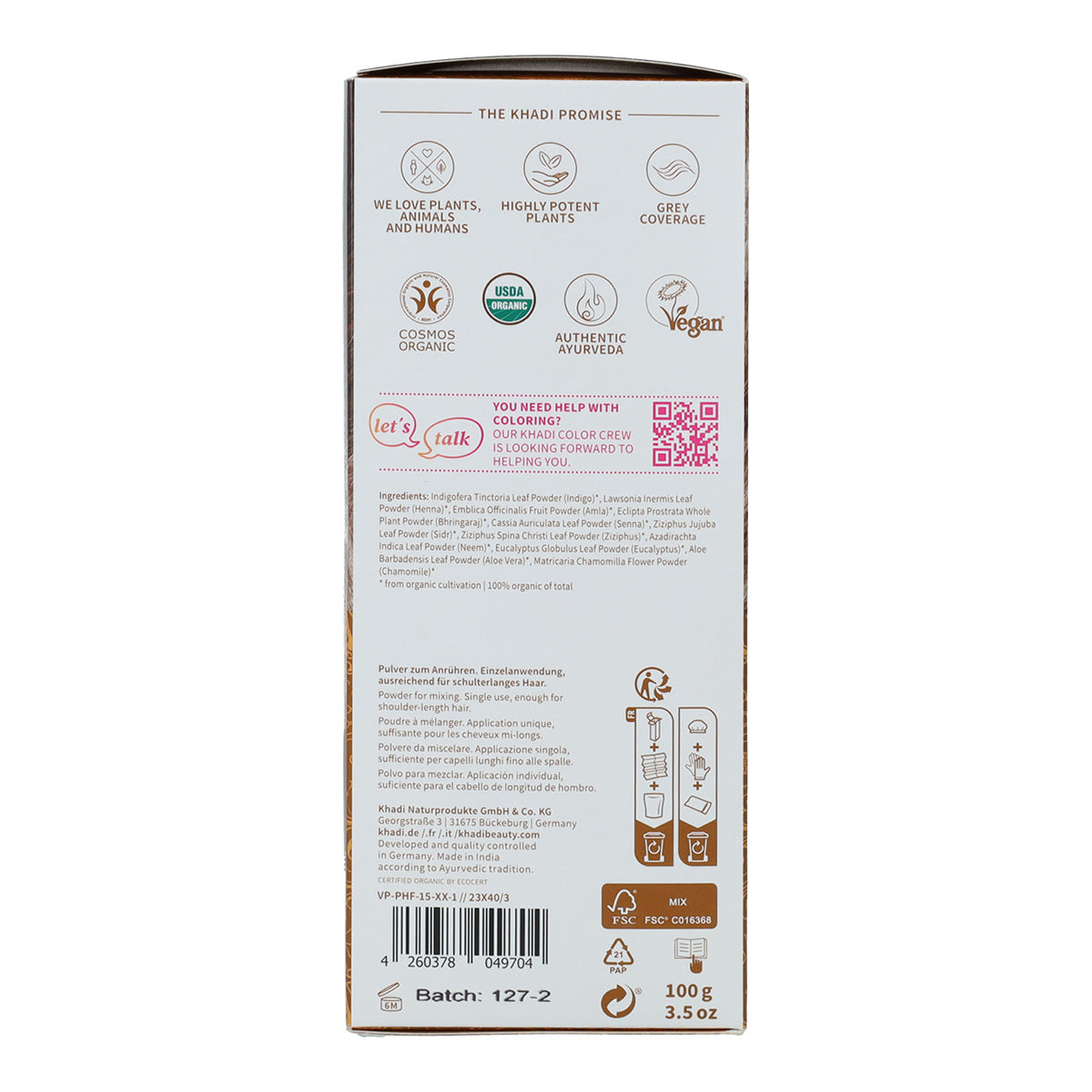 2x-pakket Natuurlijke haarkleurstof goudbruin Khadi 100 g