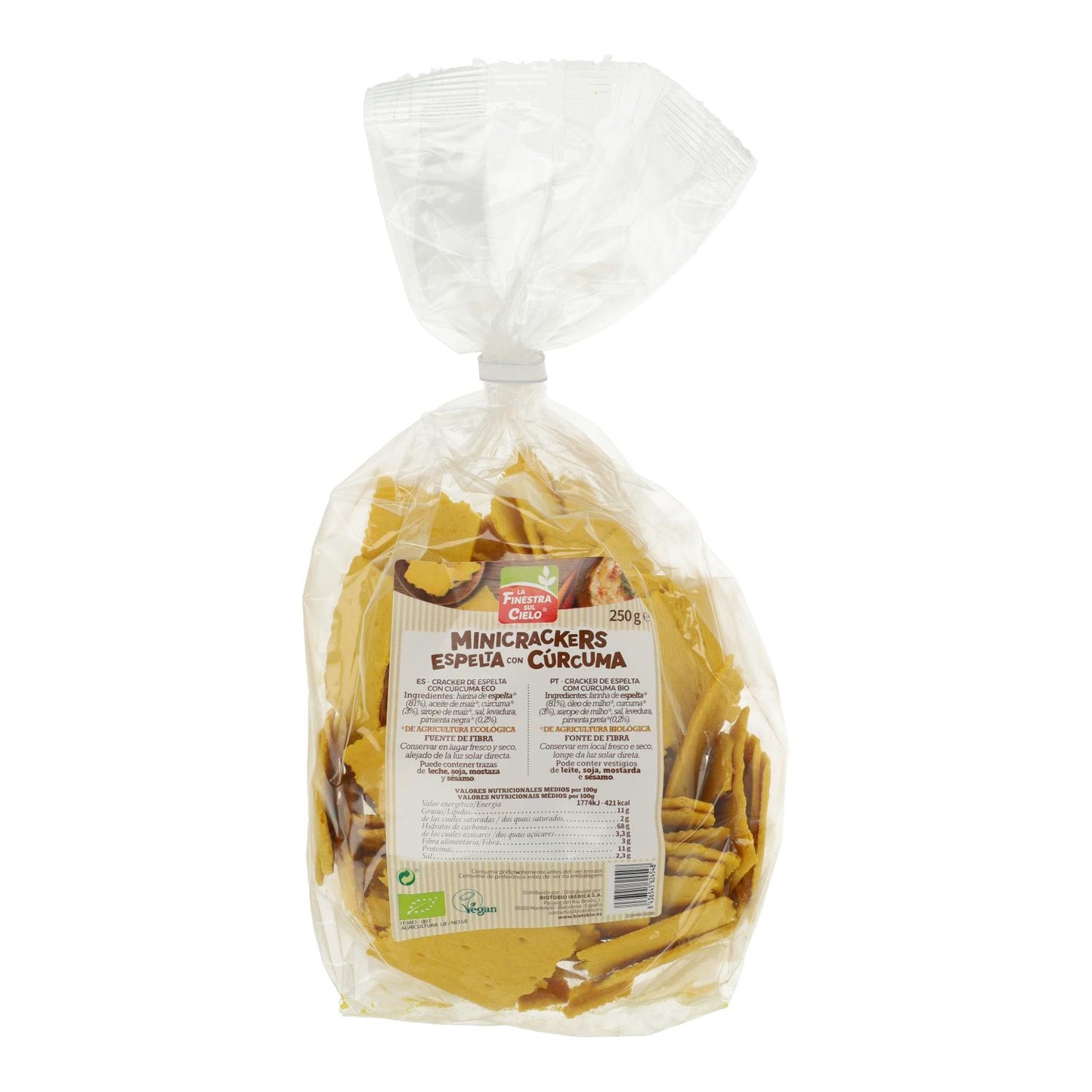 Mini-Dinkelcracker mit Kurkuma und Pfeffer von La Finestra Sul Cielo, 250 g