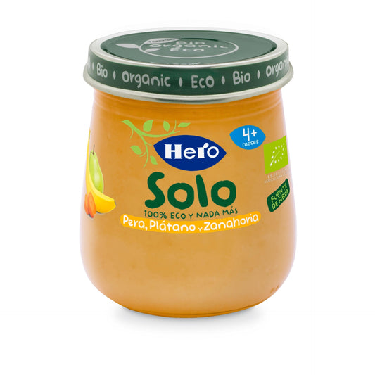 Organic Pear, Banana and Carrot Jar 120 g-Hero Solo