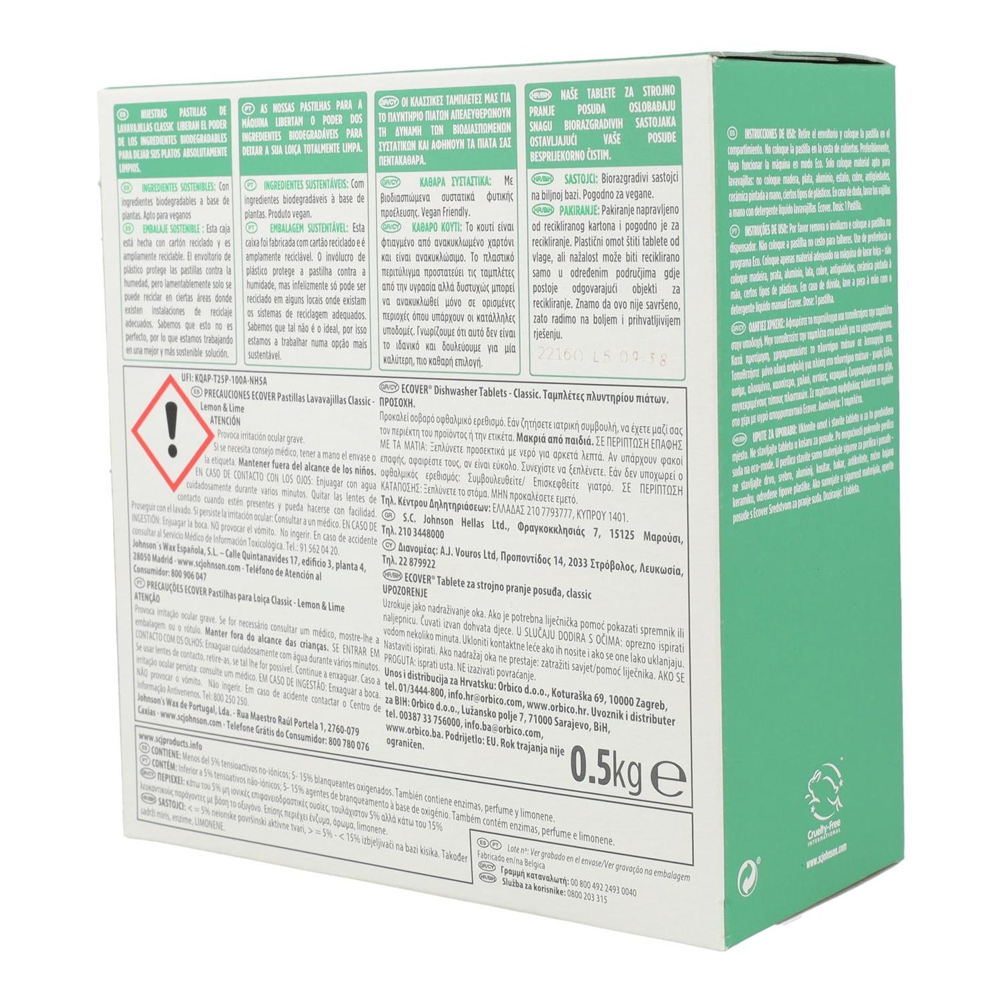 Classic Ecover Geschirrspültabs für Spülmaschinen, 25 Tabs à 20 g