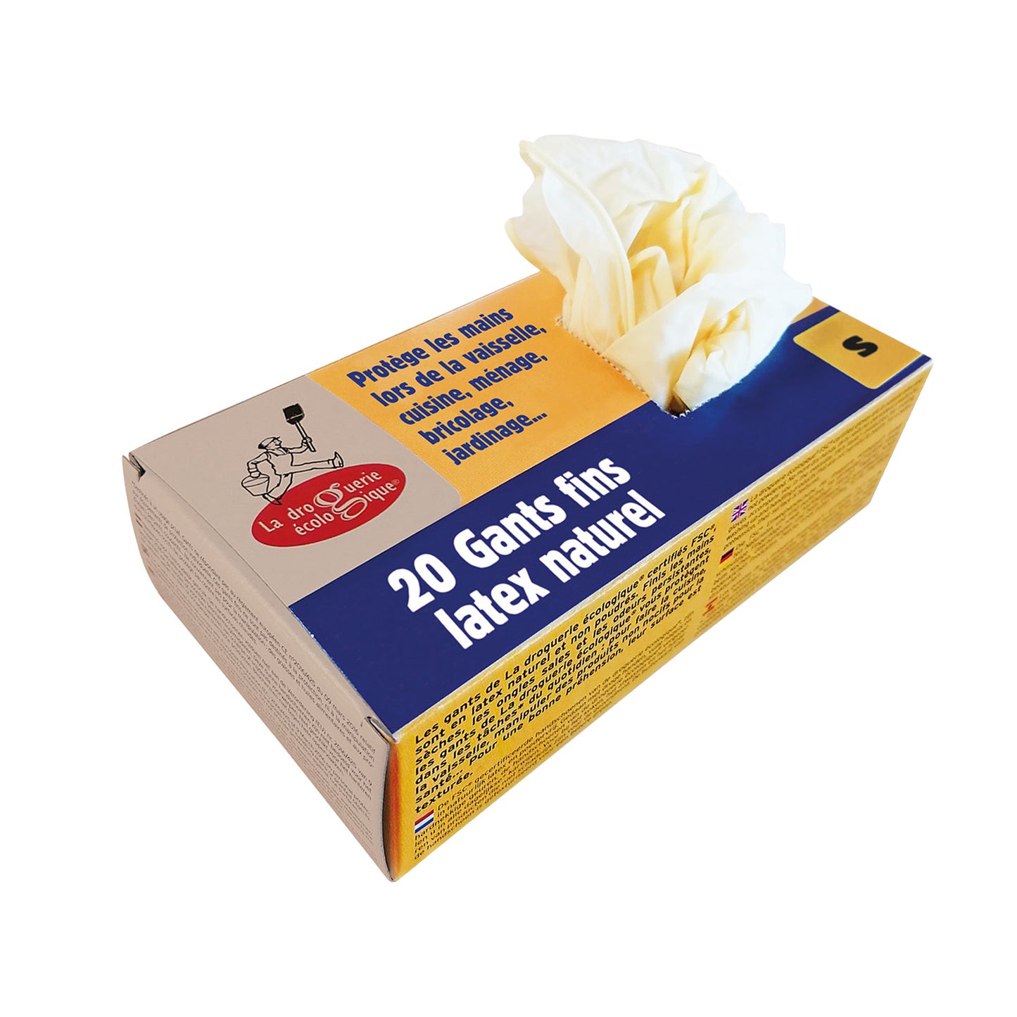FSC natural latex gloves La Droguerie Écologique 20 units size S
