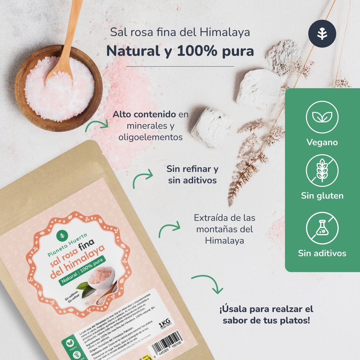 Confezione 2x Sale rosa dell'Himalaya ECO Planet Orchard 1 kg