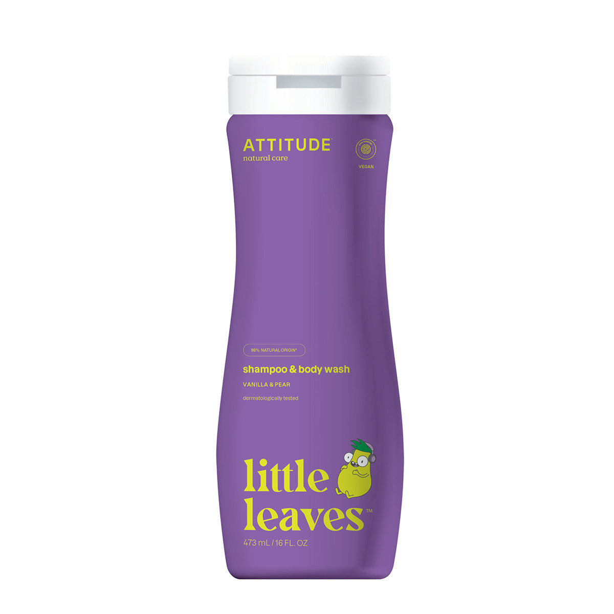 Gel en shampoo Little Leaves Vanille en peer voor kinderen, Attitude, 473 ml