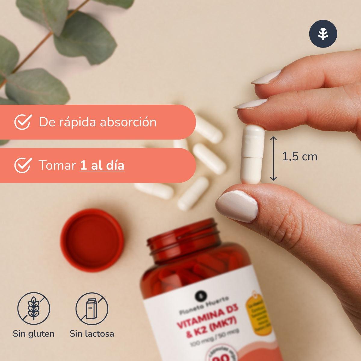 Pack 2xVitamin D3 & K2 Mk7 Planeta Huerto 180 Capsules