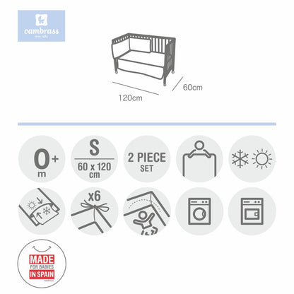 Set aus Bettdecke + Schutz für Kinderbett Star 60 x 120 cm. Beige