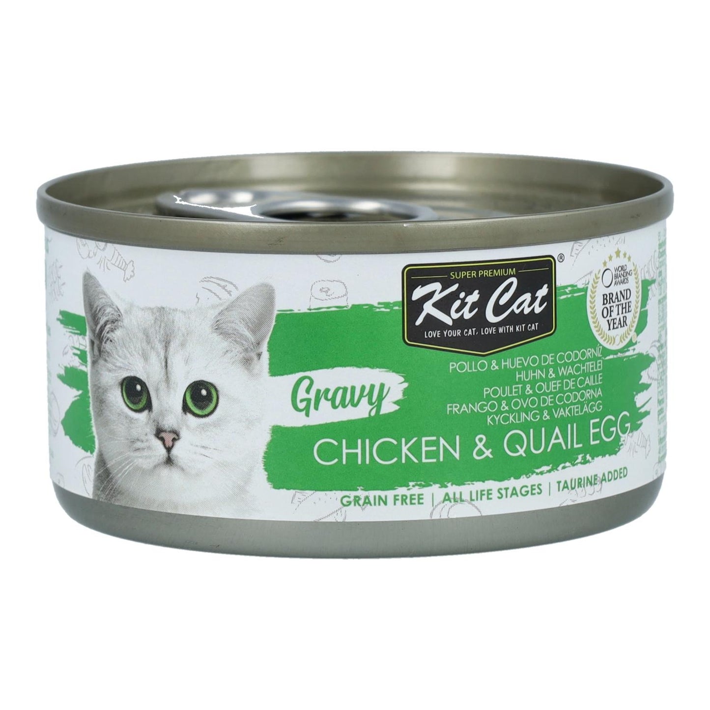 Zestaw 24x Kit Cat Puszka Gravy - Kurczak i jajko przepiórcze 70 g Mokra karma dla kotów w sosie