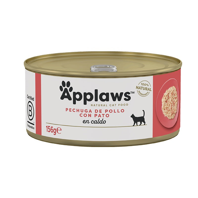 Nourriture humide pour chats Applaws poulet et canard en boîte 156 g