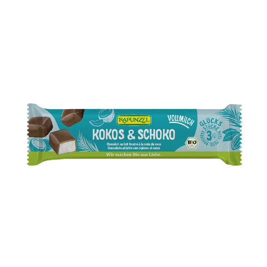 Kokos- en melkchocoladereep Rapunzel 50 g