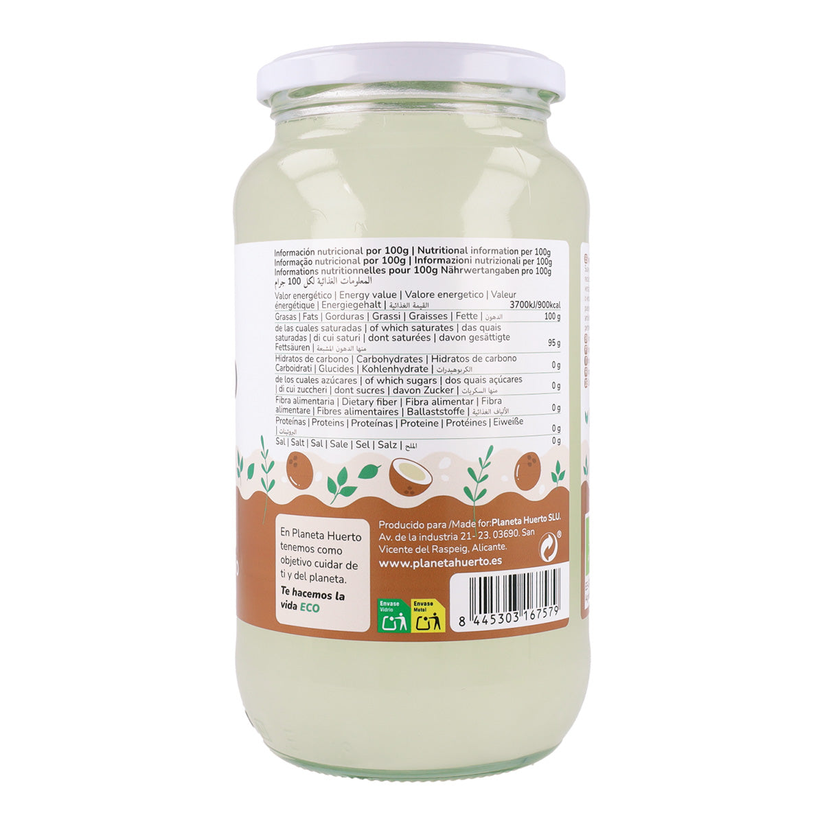 Olio di cocco vergine ECO Planeta Huerto 1L