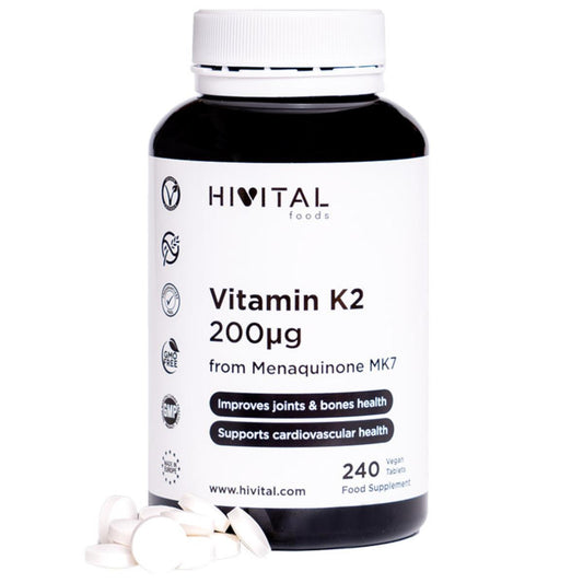 Vitamine K2 MK7 200 mcg 240 comprimés végétaliens Hivital