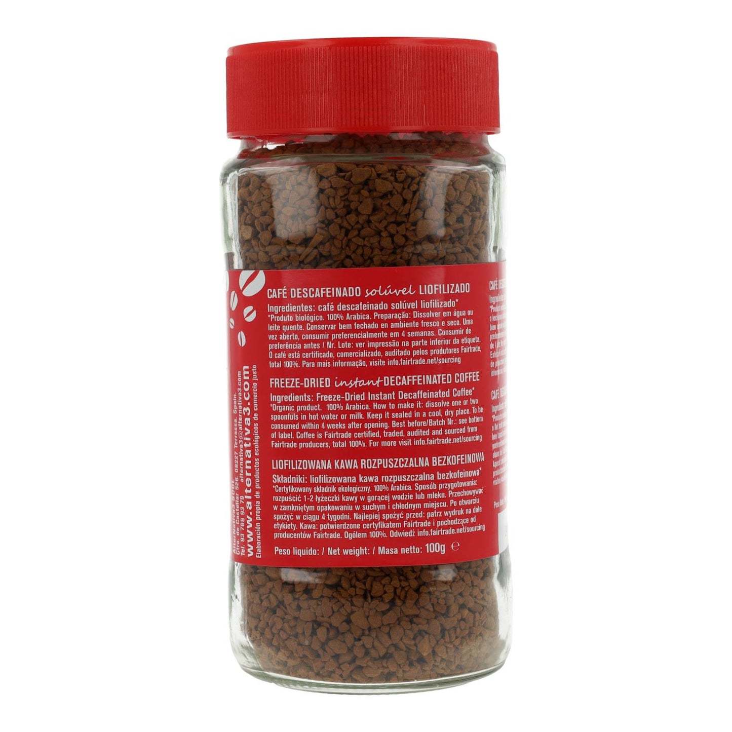 Bio Alternative gefriergetrockneter, entkoffeinierter Instantkaffee, 100 g