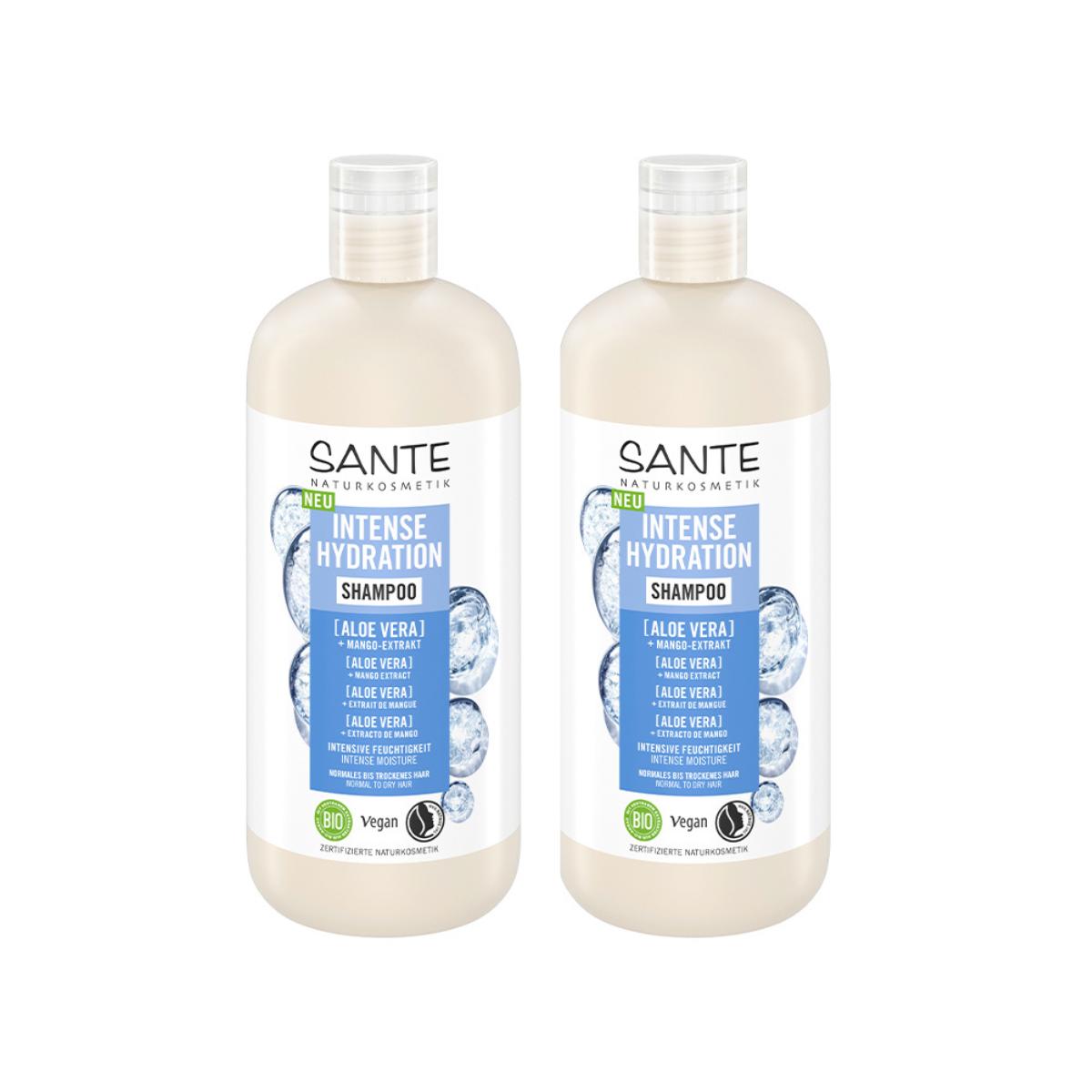 2-pack intensivt återfuktande aloe-schampo Sante 500 ml