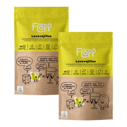 2er-Packung Flopp ECO Gel Geschirrspülmittel (je 40 Kapseln)