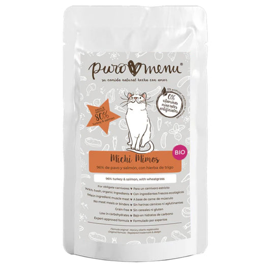 Natvoer Barf katten Michi mimos BIO (kalkoen en zalm) Puromenu 100 g