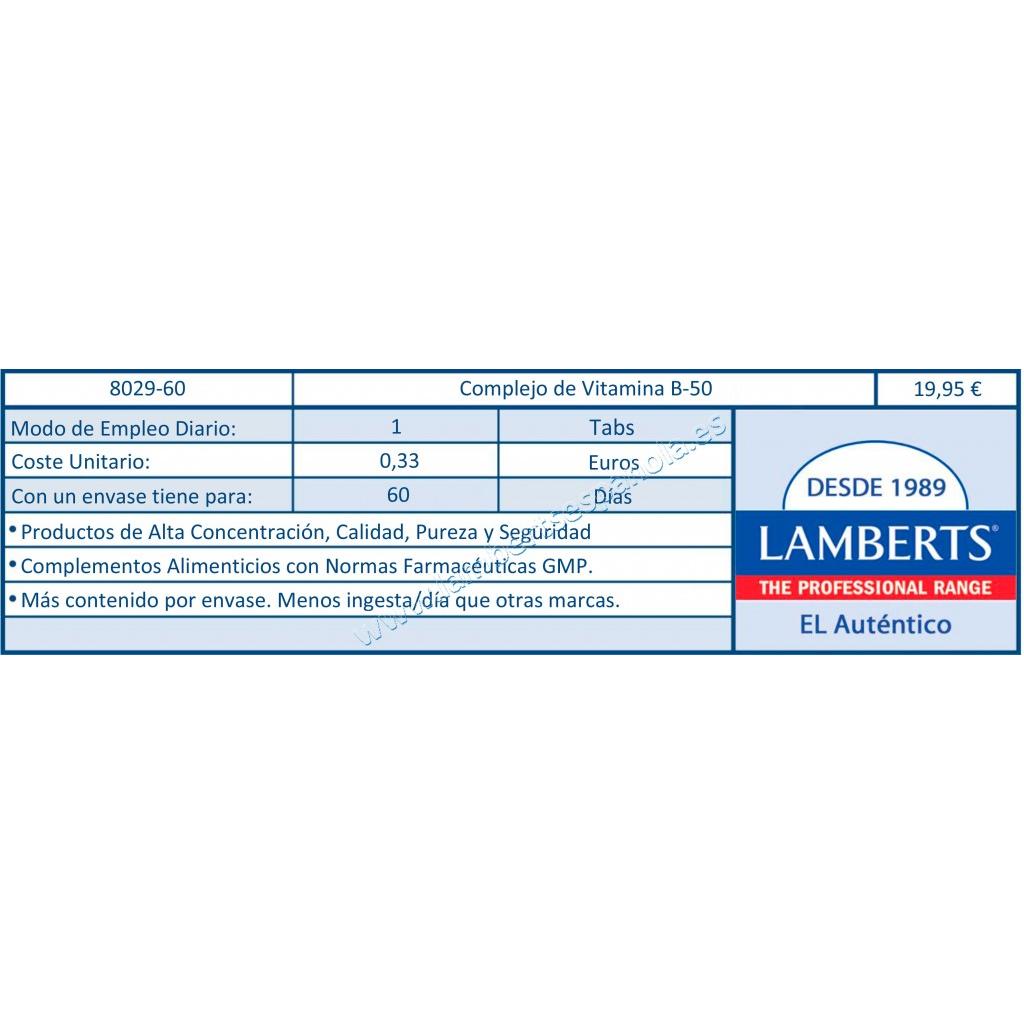 Vitamin-B-Komplex 50 Lamberts, 60 Tabletten
