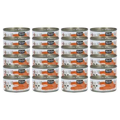 24er-Pack Kit Cat Dose Gravy – Thunfisch & Lachs 70 g Nassfutter für Katzen in Soße