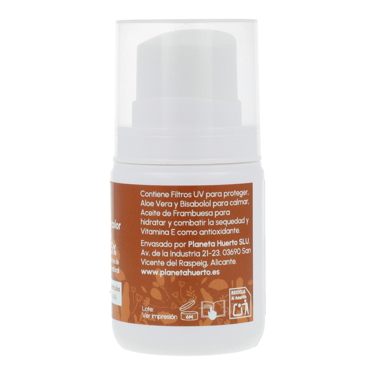 Crème solaire teintée pour le visage 100 % minérale SPF30 Planeta Huerto 50 ml