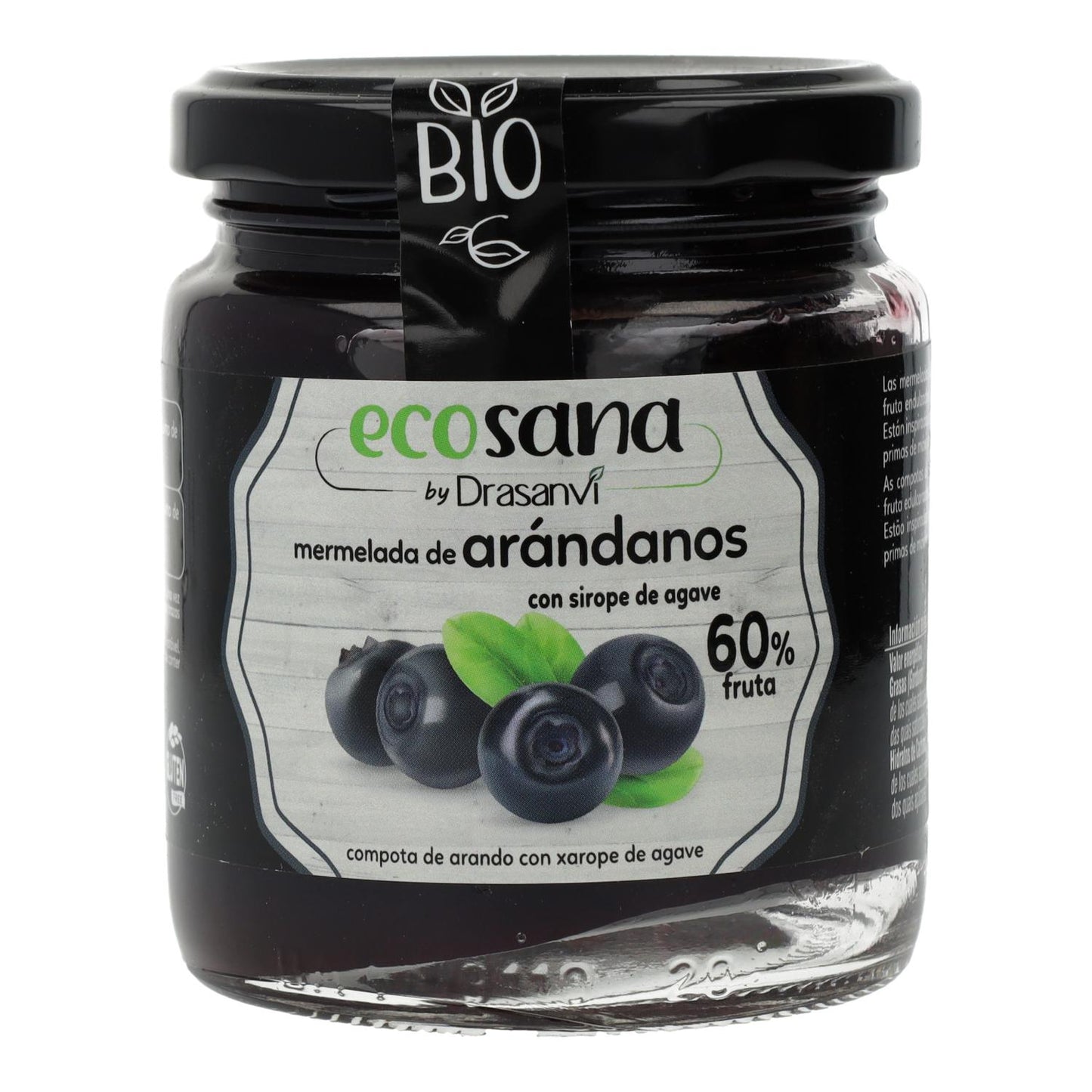 Zuckerfreie Bio-Heidelbeermarmelade Ecosana 260 g