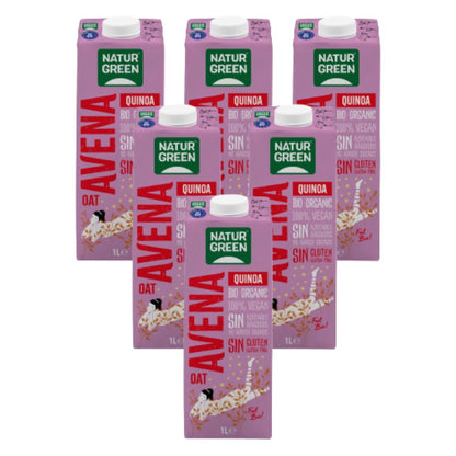 Pakket van 6 stuks Biologische glutenvrije havermout- en quinoadrank NaturGreen 1 l
