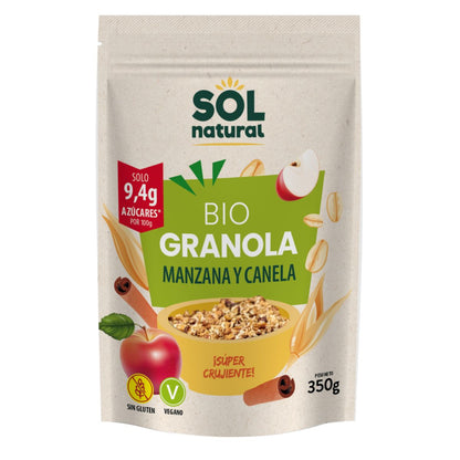 Granola d'avoine sans gluten pomme-cannelle bio, Sol Natural, 350 g