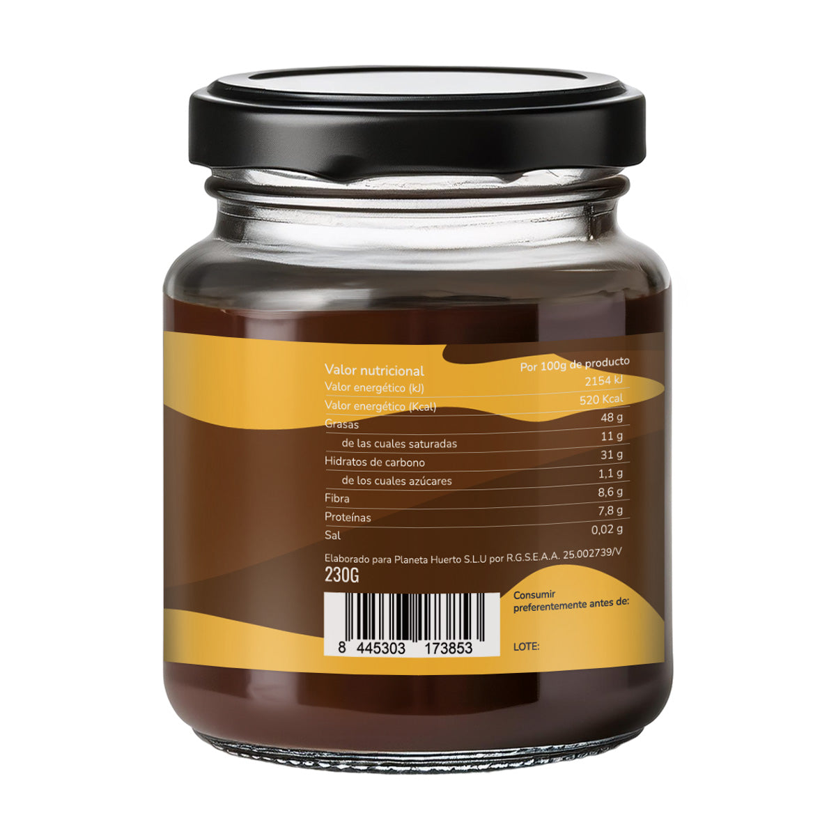 3-pack hasselnöts- och kakaokräm utan tillsatt socker ECO Planeta Huerto 230 g