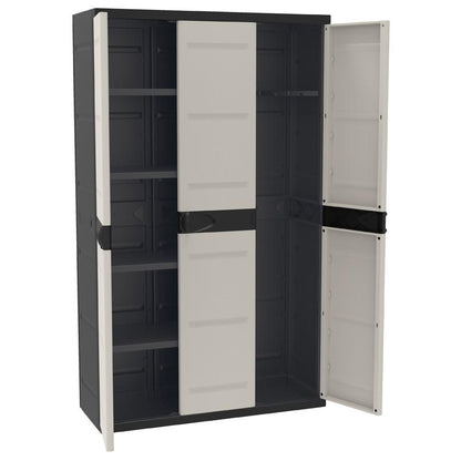 3-türiger Schrank mit Besenhalter 105 cm Titanium Plastiken Schwarz (überholt)