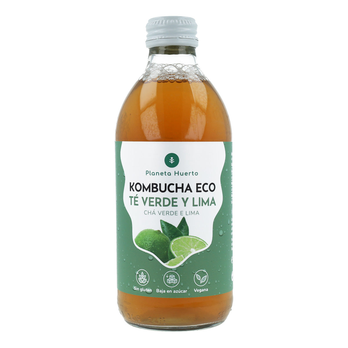 Pack 6x Kombucha ECO thé vert et citron vert Planeta Huerto 330 ml