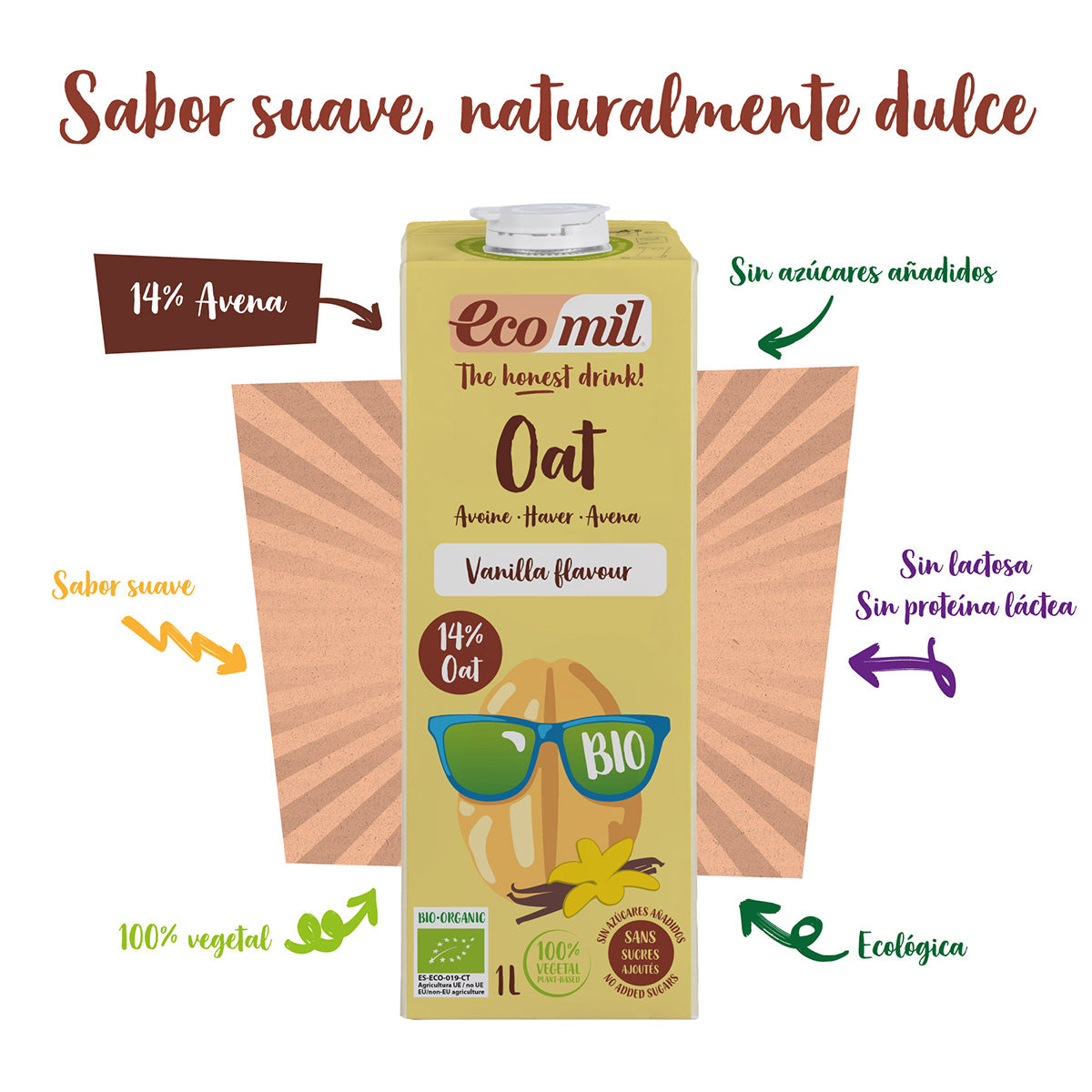 Ecomil Organic Sugar-Free Vanilla Oat Drink 1 L