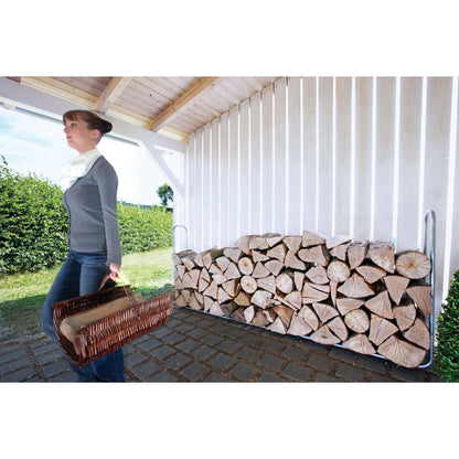 Verstelbare houder voor het opslaan van brandhout