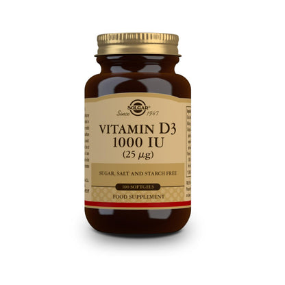 Vitamin D3 1000 IU, 100 capsules of 25μg