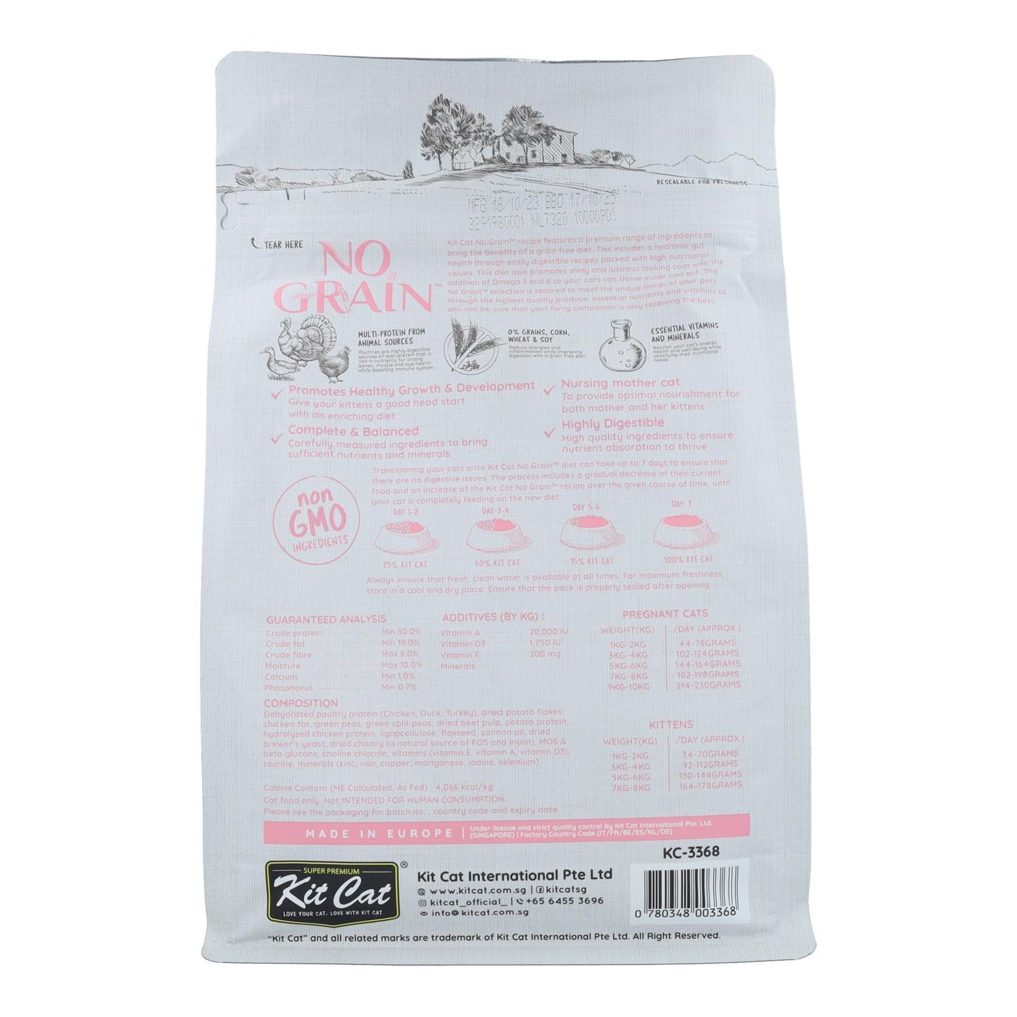 Kit Cat No Grain Cat Food - Kitten Recipe 1 kg Natuurlijke voeding voor kittens