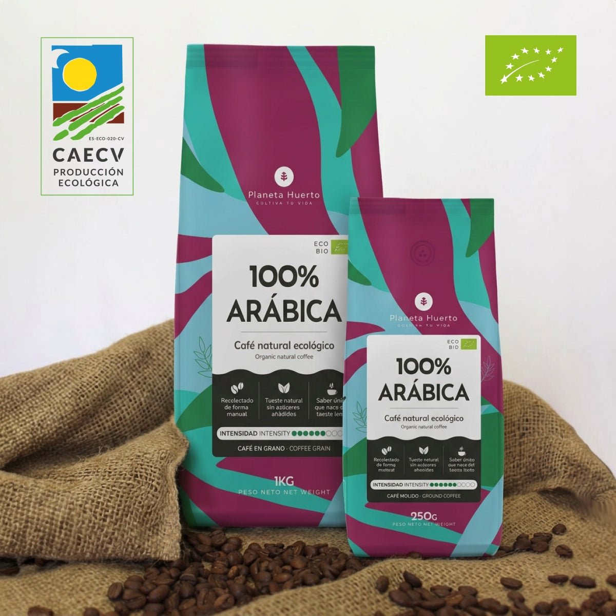 Pack of 4 x Planeta Huerto 100% Arabica Organic Ground Coffee, 250 g