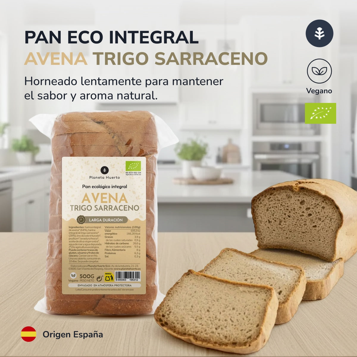 Pain complet à l'avoine et au sarrasin ECO Planeta Huerto 500 g