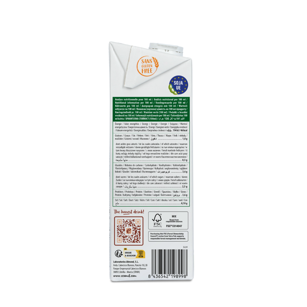 Ecomil low-sugar Barista soy drink 1 L