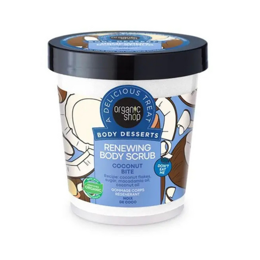 Vernieuwende lichaamsscrub coconut bite Organic Shop 450 ml