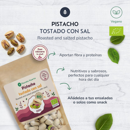 Pistacchi in guscio tostati e salati ECO Planeta Huerto 250 g
