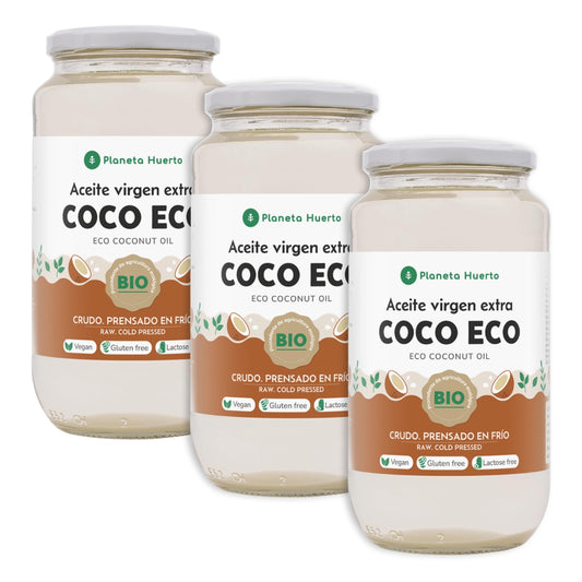 Pack 3x Virgin coconut oil ECO Planeta Huerto 1L
