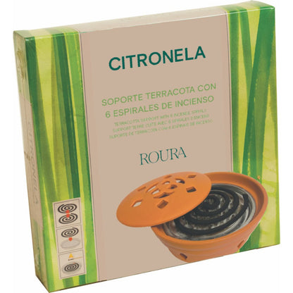 Citronella mosquito coil with terracotta holder 6 pcs Roura